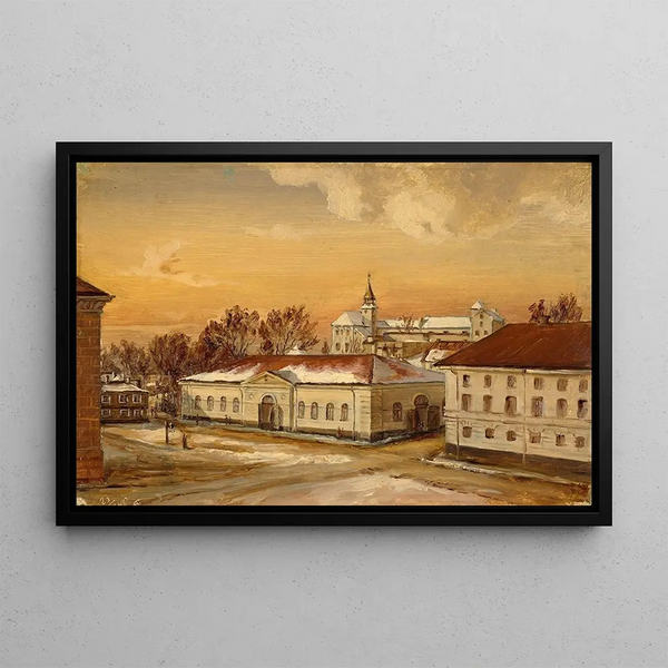 L'École d'équitation au château d'Akershus - Hans Gude — framed artwork on a wall