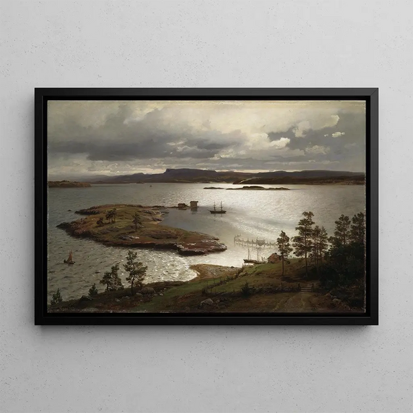 The Sandvik Fjord - Hans Gude — framed artwork on a wall