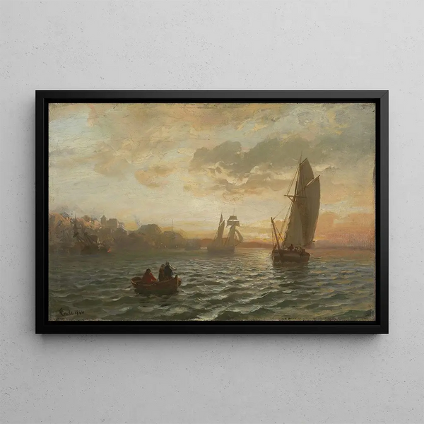 View from the Oslofjord - Hans Gude — framed artwork on a wall