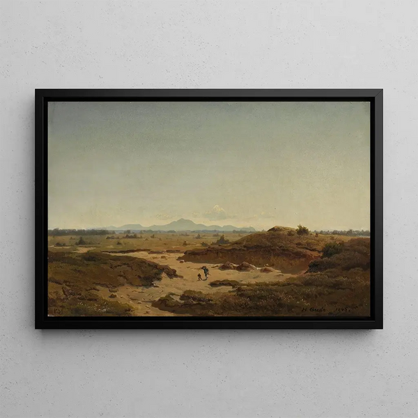 View of the Siebengebirge - Hans Gude — framed artwork on a wall
