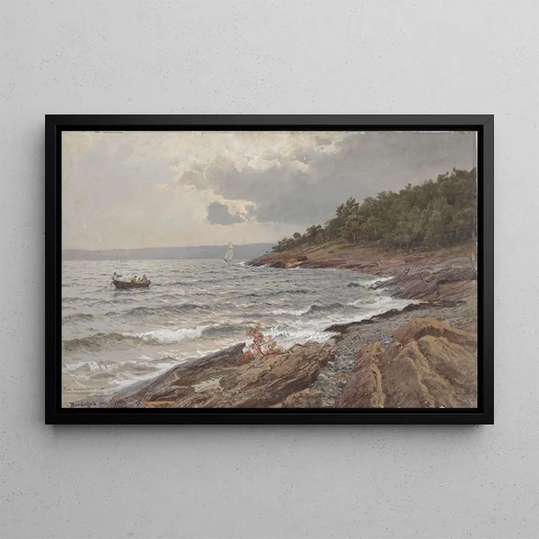 View of the Bunne fjord from Malmøya - Hans Gude — framed artwork on a wall