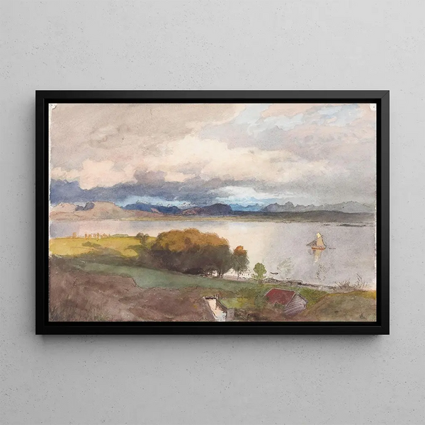 View of the Molde Fjord - Hans Gude — framed artwork on a wall