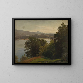 View of Lake Mondsee - Hans Gude — framed artwork on a wall