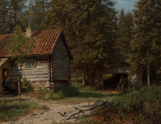 Cottage in the Forest - Hans Gude — artwork view