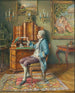 Interior painting with parrot - Hans Hamza — artwork view