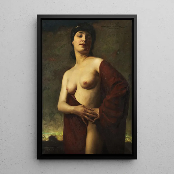 a young woman's semi-nude - Hans Hassenteufel — framed artwork on a wall