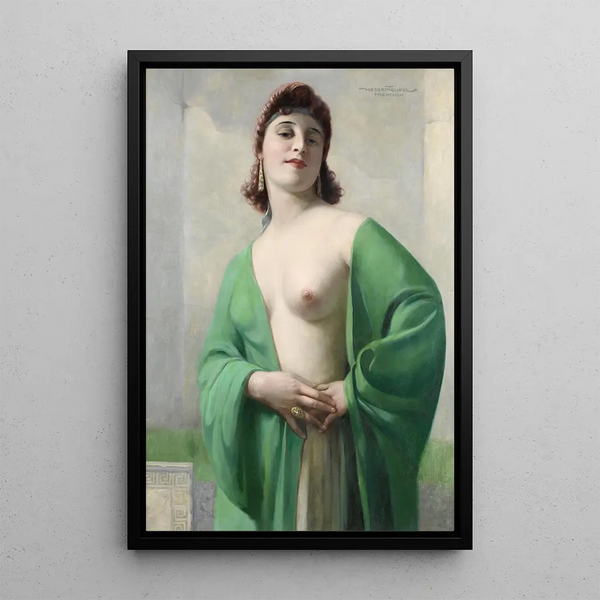 Portrait of a Red-haired Lady - Hans Hassenteufel — framed artwork on a wall
