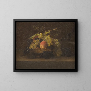 Nature morte aux fruits avec des moineaux - Hans Heinrich Jürgen Brandes — framed artwork on a wall