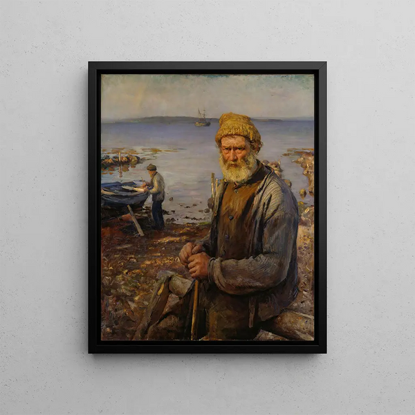 The Old Fisherman - Hans Heyerdahl — framed artwork on a wall