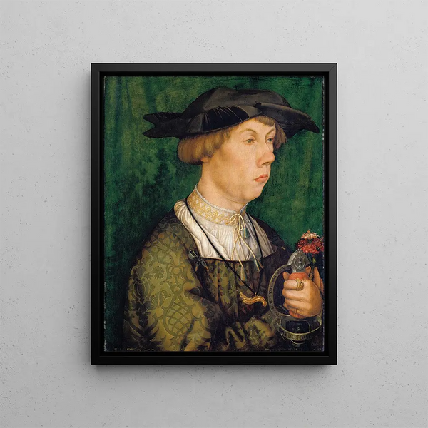 Portrait of a member of the Weiss family of Augsburg - Hans Holbein the Elder — framed artwork on a wall