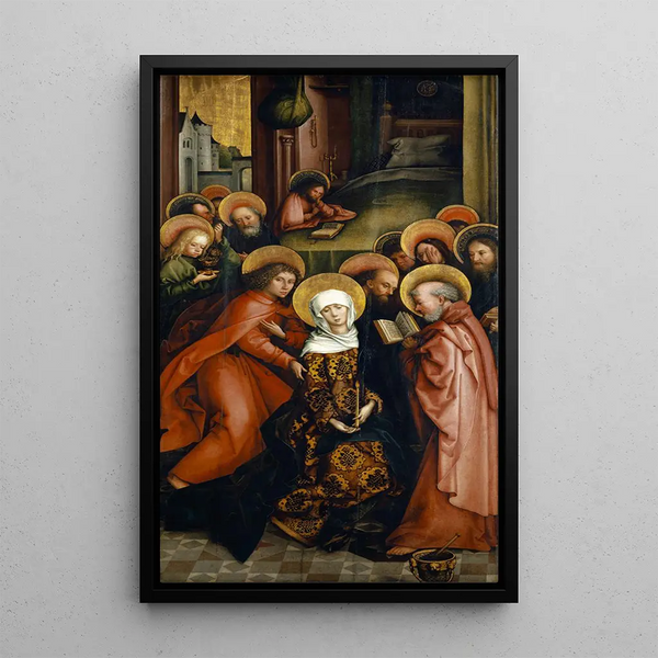 The Death of the Virgin - Hans Holbein the Elder — framed artwork on a wall