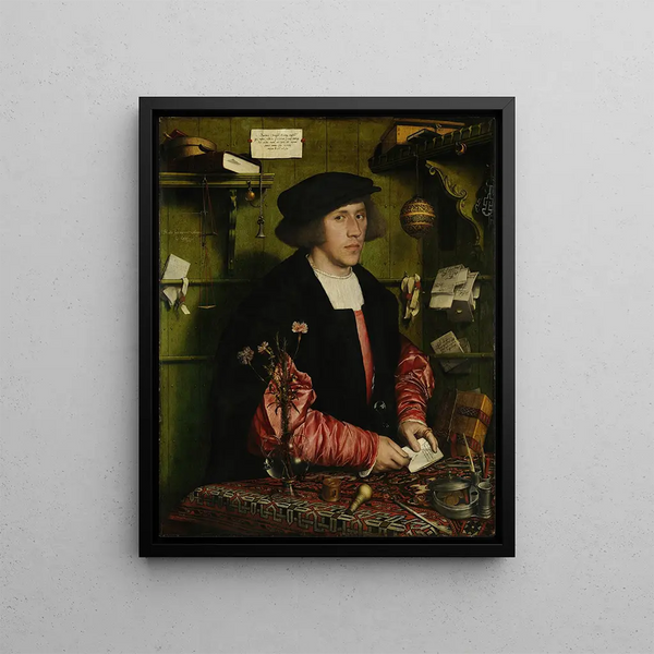 The Merchant Georg Gisze - Hans Holbein the Elder — framed artwork on a wall
