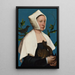 a lady with a squirrel and a starling - Hans Holbein the Younger — framed artwork on a wall
