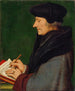 Portrait of Erasmus of Rotterdam Writing - Hans Holbein the Younger — artwork view