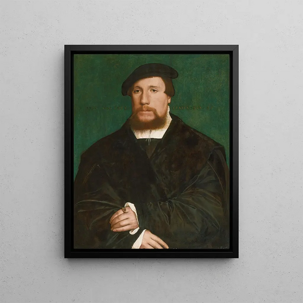 Portrait of a Hanseatic Merchant - Hans Holbein the Younger — framed artwork on a wall