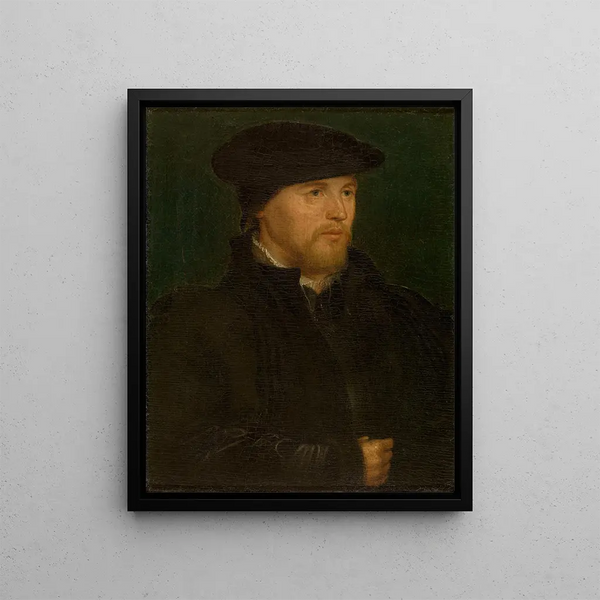 Portrait of a man - Hans Holbein the Younger — framed artwork on a wall
