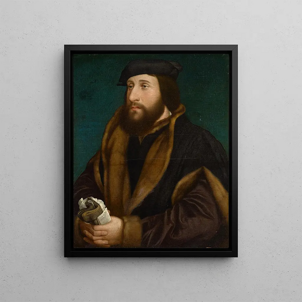Portrait of an Englishman or Scotsman - Hans Holbein the Younger — framed artwork on a wall