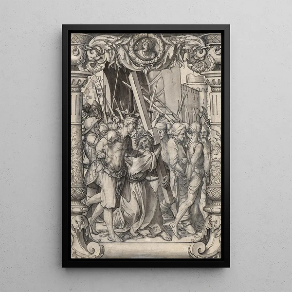 Vitrail avec le portement de croix du Christ - Hans Holbein le Jeune — framed artwork on a wall