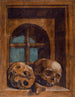 Two Skulls in a Window Niche - Hans Holbein the Younger — artwork view