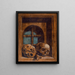 Two Skulls in a Window Niche - Hans Holbein the Younger — framed artwork on a wall