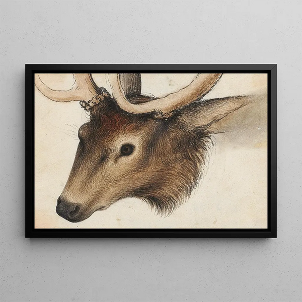 Head of a Deer - Hans Hug Kluber — framed artwork on a wall