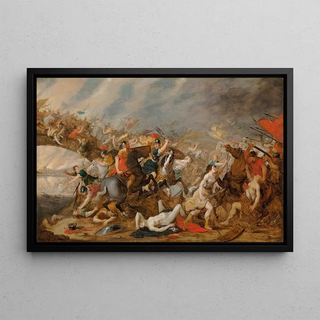 The Battle of the Amazons - Hans Jordaens III — framed artwork on a wall