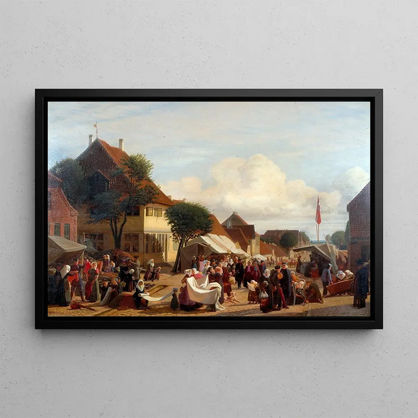 A Market Day in Fredericia - Hans Jürgen Hammer — framed artwork on a wall