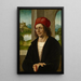 Portrait of a man with a red hat - Hans Leonhard Schäufelein — framed artwork on a wall