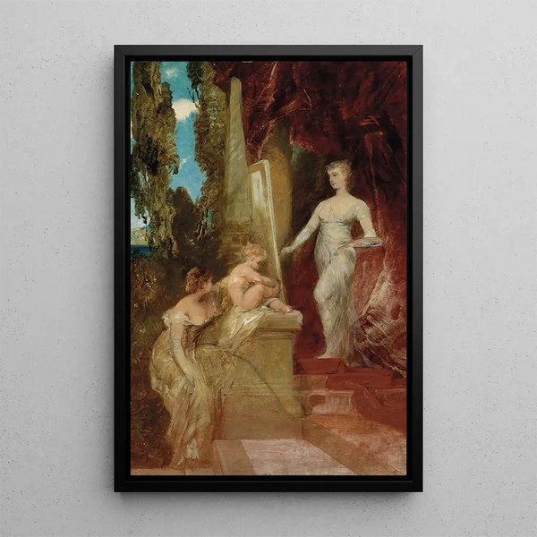 Allegory of Painting - Hans Makart — framed artwork on a wall