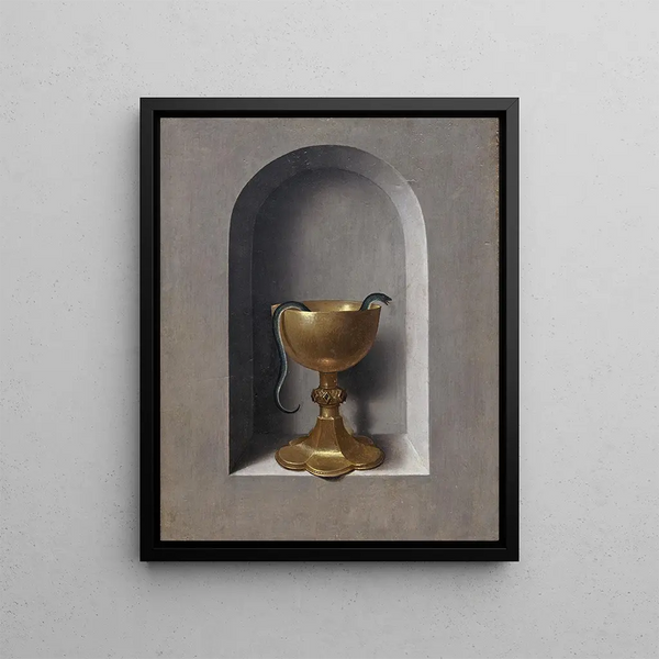 Chalice of Saint John the Evangelist reverse - Hans Memling — framed artwork on a wall