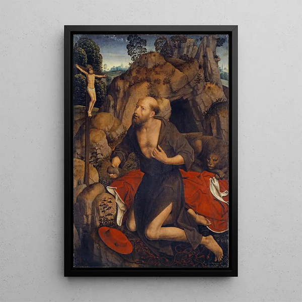 The Penitence of Saint Jerome - Hans Memling — framed artwork on a wall