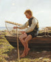 A boy repairing the net - Hans Michael Therkildsen — artwork view