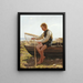 A boy repairing the net - Hans Michael Therkildsen — framed artwork on a wall