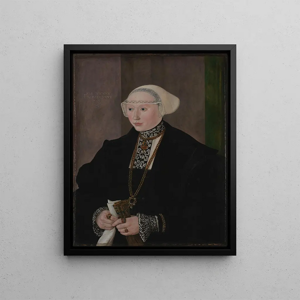 Portrait of Maria Kitscher Mme von Freyberg - Hans Mielich — framed artwork on a wall