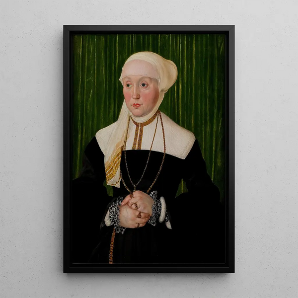Portrait of a Lady - Hans Mielich — framed artwork on a wall