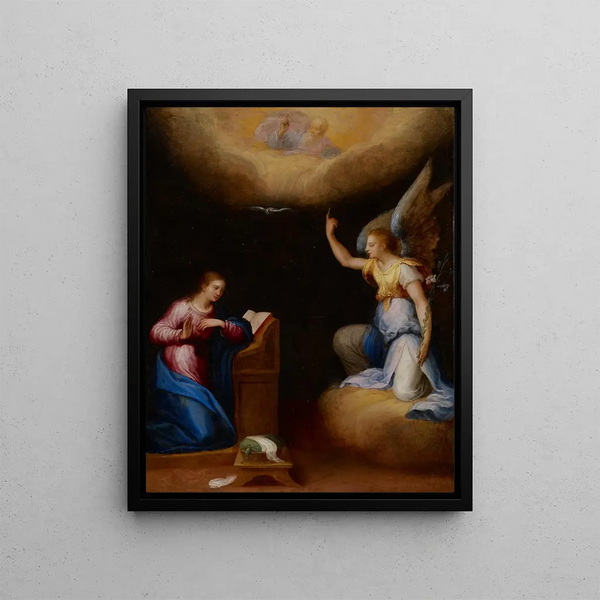 Annunciation - Hans Rottenhammer — framed artwork on a wall