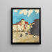 City motif with lively courtyard - Hans Ruzicka-Lautenschläger — framed artwork on a wall