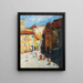 City motif painting of a Mediterranean street scene with a lively alley - Hans Ruzicka-Lautenschläger — framed artwork on a wall