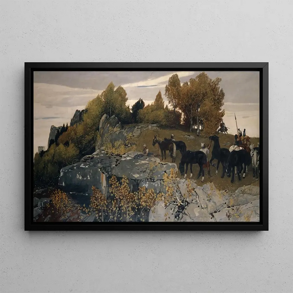 Roman Outpost Painting on a Hilltop - Hans Sandreuter — framed artwork on a wall