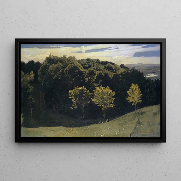 the Rhine near Basel, view towards the Upper Rhine Valley - Hans Sandreuter — framed artwork on a wall