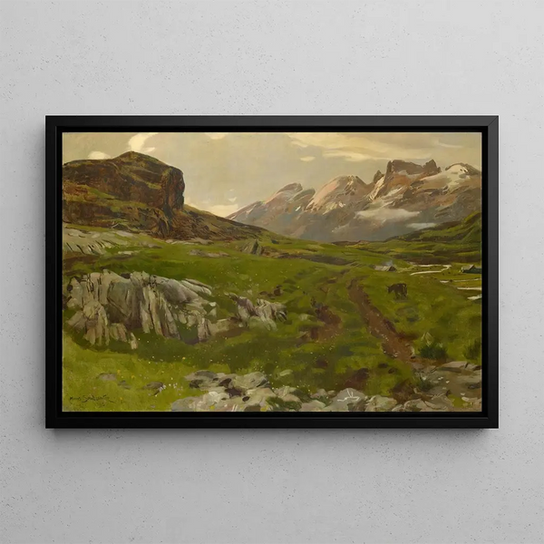 View of Frutt towards the Titlis - Hans Sandreuter — framed artwork on a wall