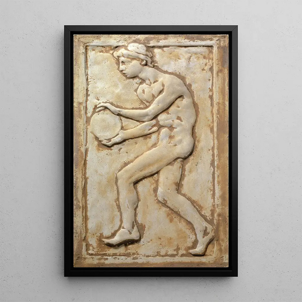 Young man with a disc - Hans Sandreuter — framed artwork on a wall