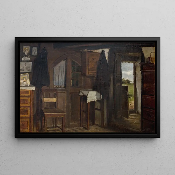 Interior of a peasant house - Hans Smidth — framed artwork on a wall