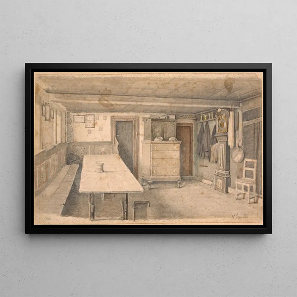 House of a Peasant Family from Jutland - Hans Smidth — framed artwork on a wall