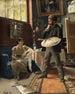 Self-portrait of Hans Temple in studio with a model - Hans Temple — artwork view