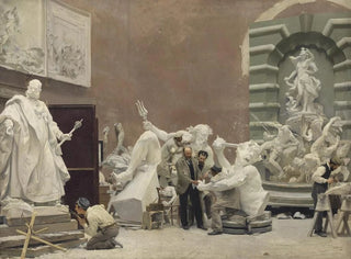 The sculptor Rudolf Weyr in his studio - Hans Temple — artwork view