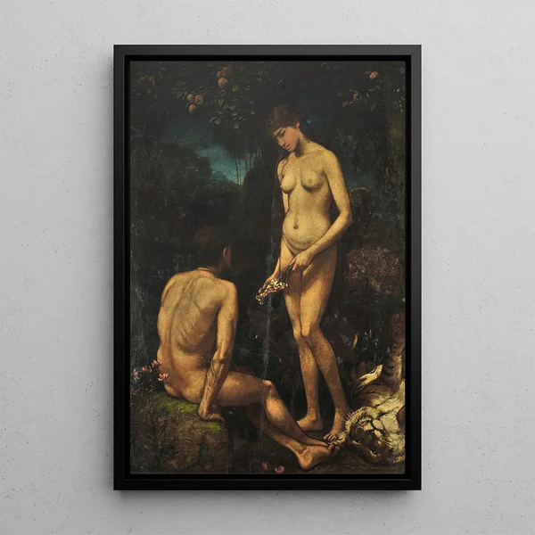 Adam and Eve Painting - Hans Thoma — framed artwork on a wall