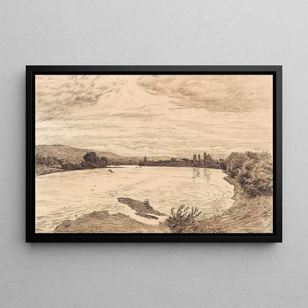 At the dam - Hans Thoma — framed artwork on a wall