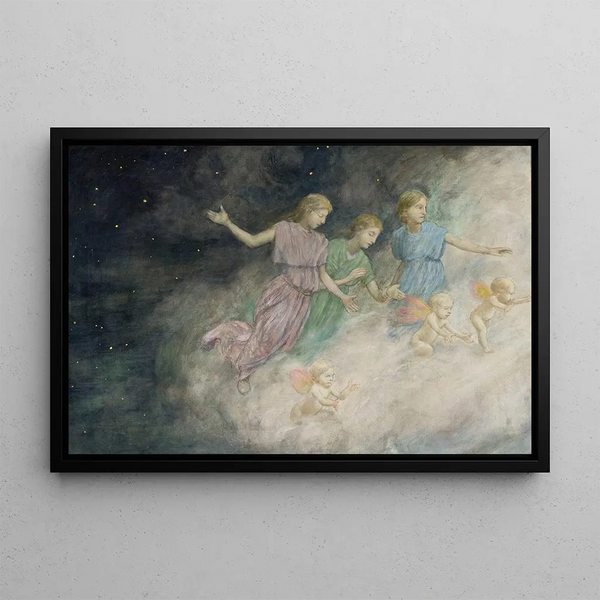 Annunciation of the Angels - Hans Thoma — framed artwork on a wall