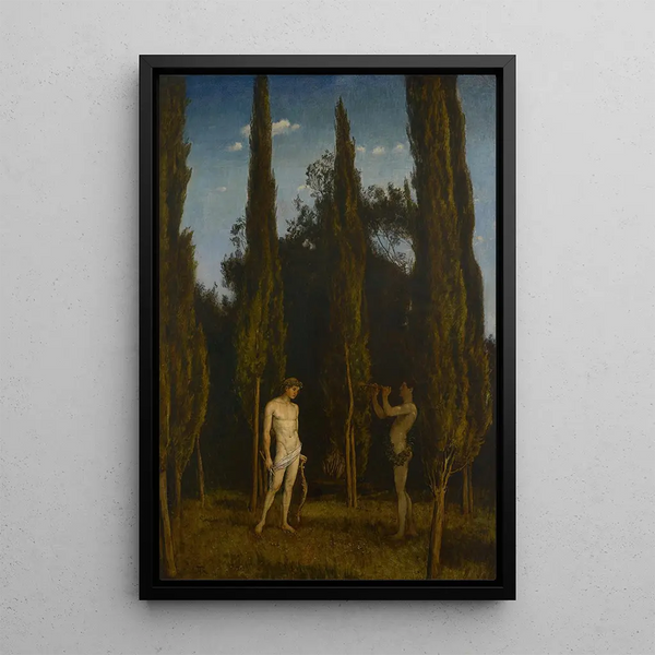 Apollon et Marsyas - Hans Thoma — framed artwork on a wall